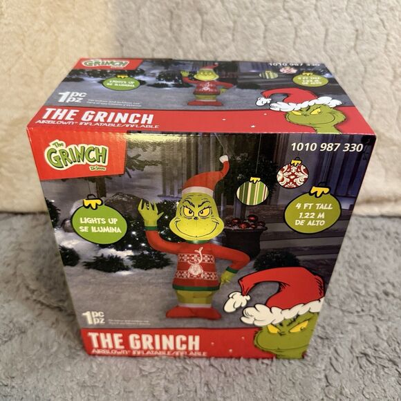 Gemmy Grinch In Christmas Sweater 4 ft. LED Airblown Inflatable New In Box‎ - Picture 13 of 16